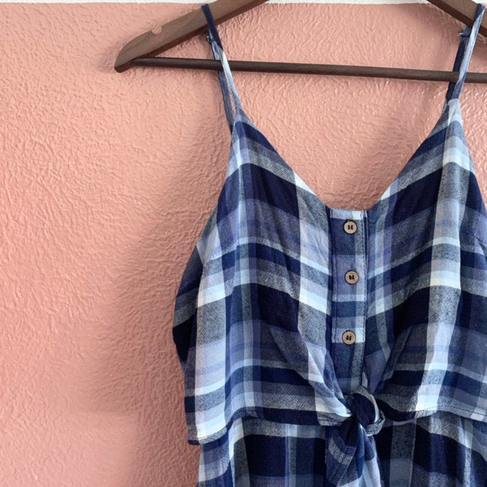 Blue Plaid A-line Dress